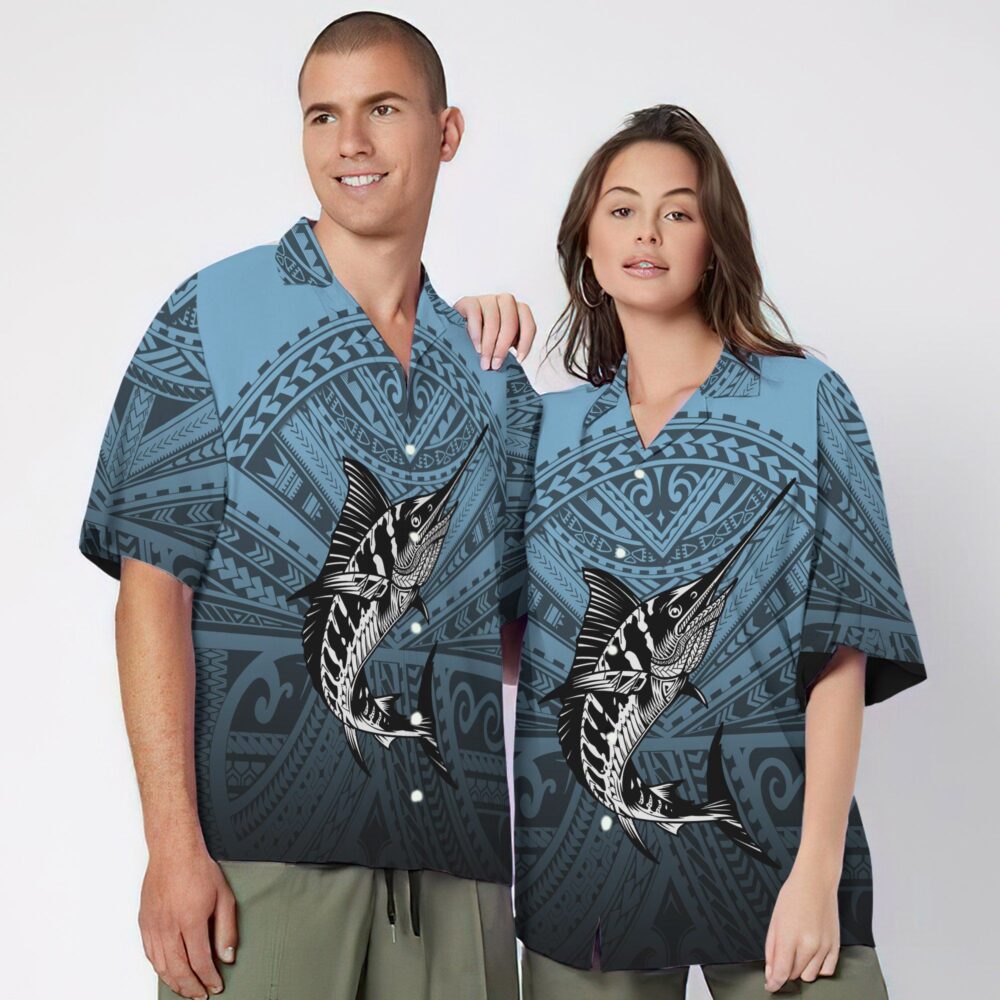 Amazing Polynesian Go Fishing Marlin Custom Short Sleeve Shirt