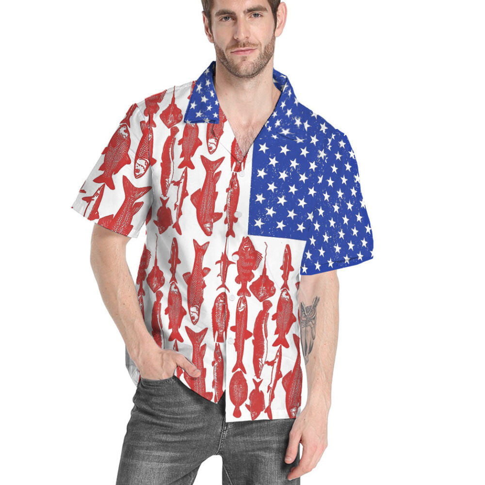 American Flag Fishing Custom Short Sleeve Shirt