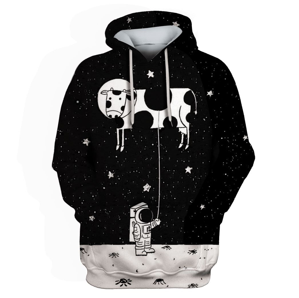 Astronaut And Cow Kite In Galaxy Custom T-Shirt Hoodie Apparel