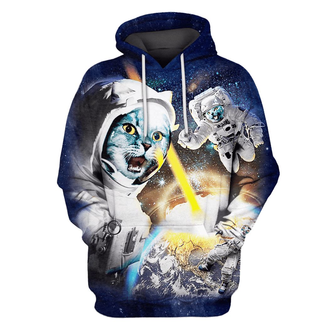 Astronaut Cat Fight OuterSpace Custom T-Shirt Hoodie Apparel