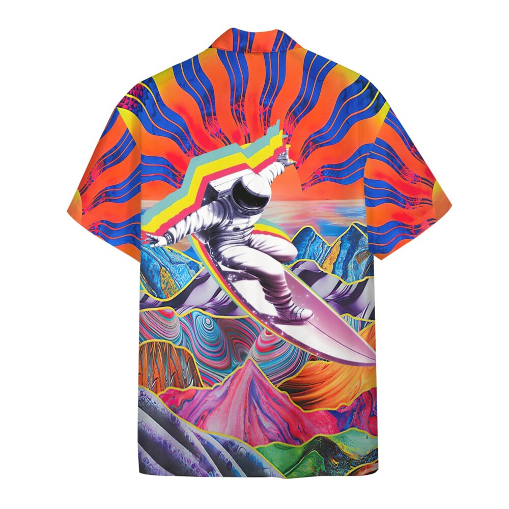 Astronaut Surfing In Hippie Trippy Mountain Custom Short Sleeve Shirt