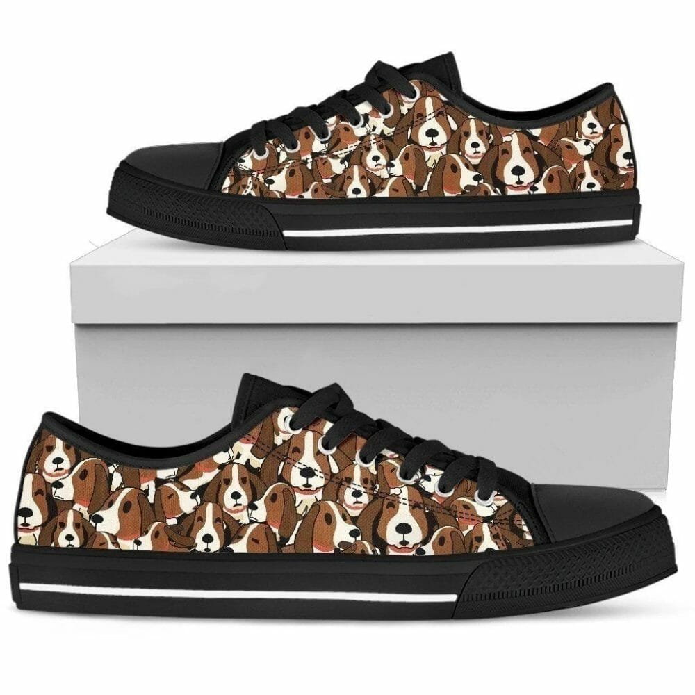 Basset Hound Women Sneakers Low Top Shoes Dog Lover