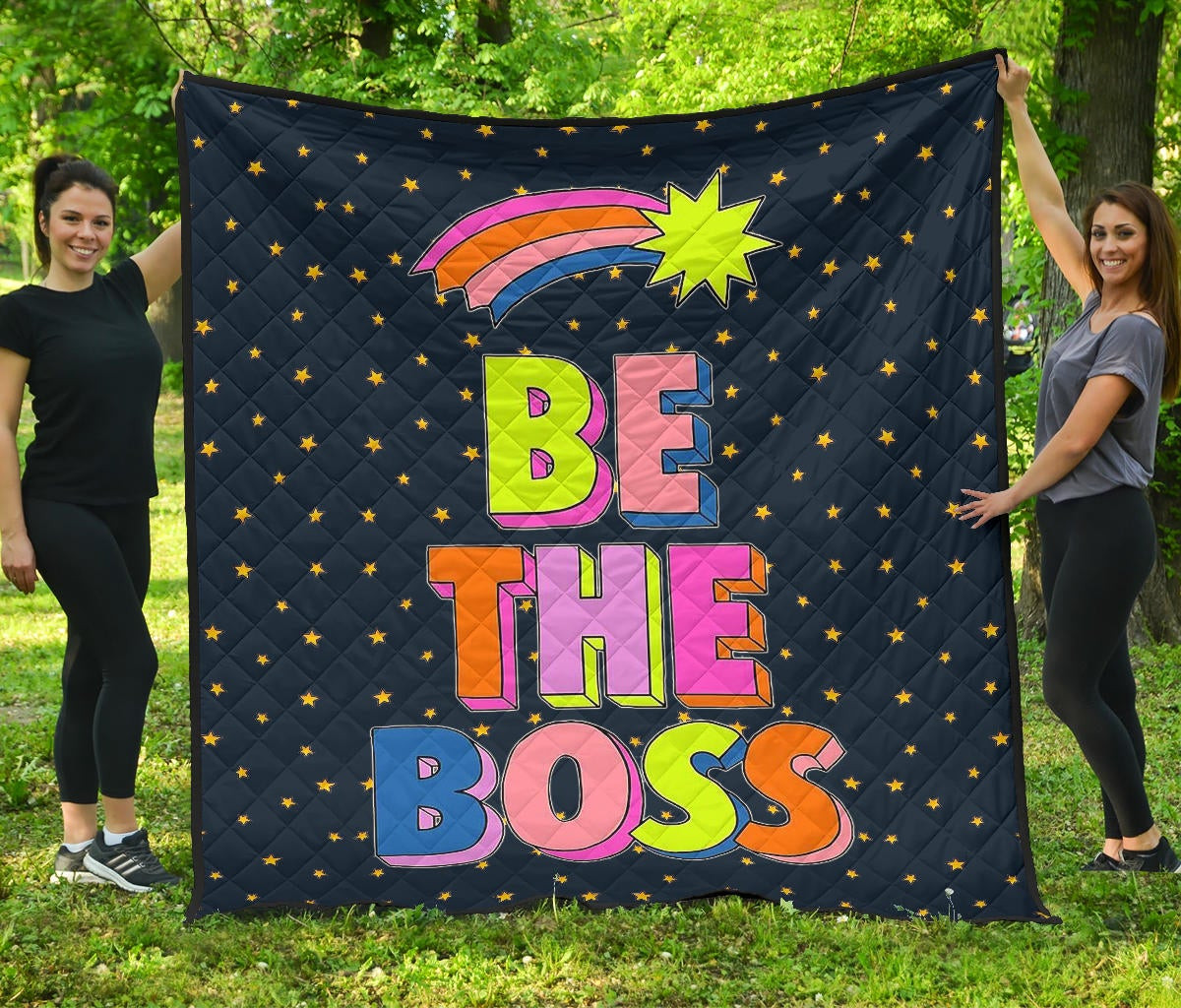 Be The Boss Colorful Star Tiny Patterns Premium Quilt Blanket