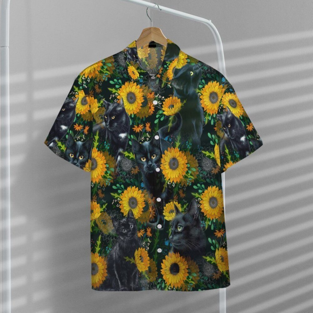 Black Cat Hawaii Shirt Custom Short Sleeve Shirt