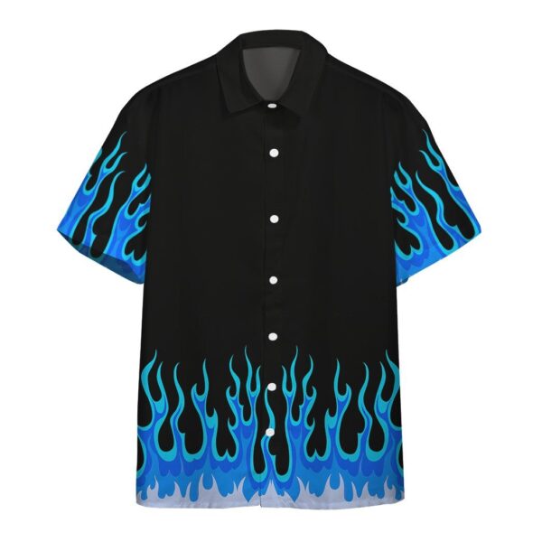 Blue Hot Rod Flames Custom Short Sleeve Shirt