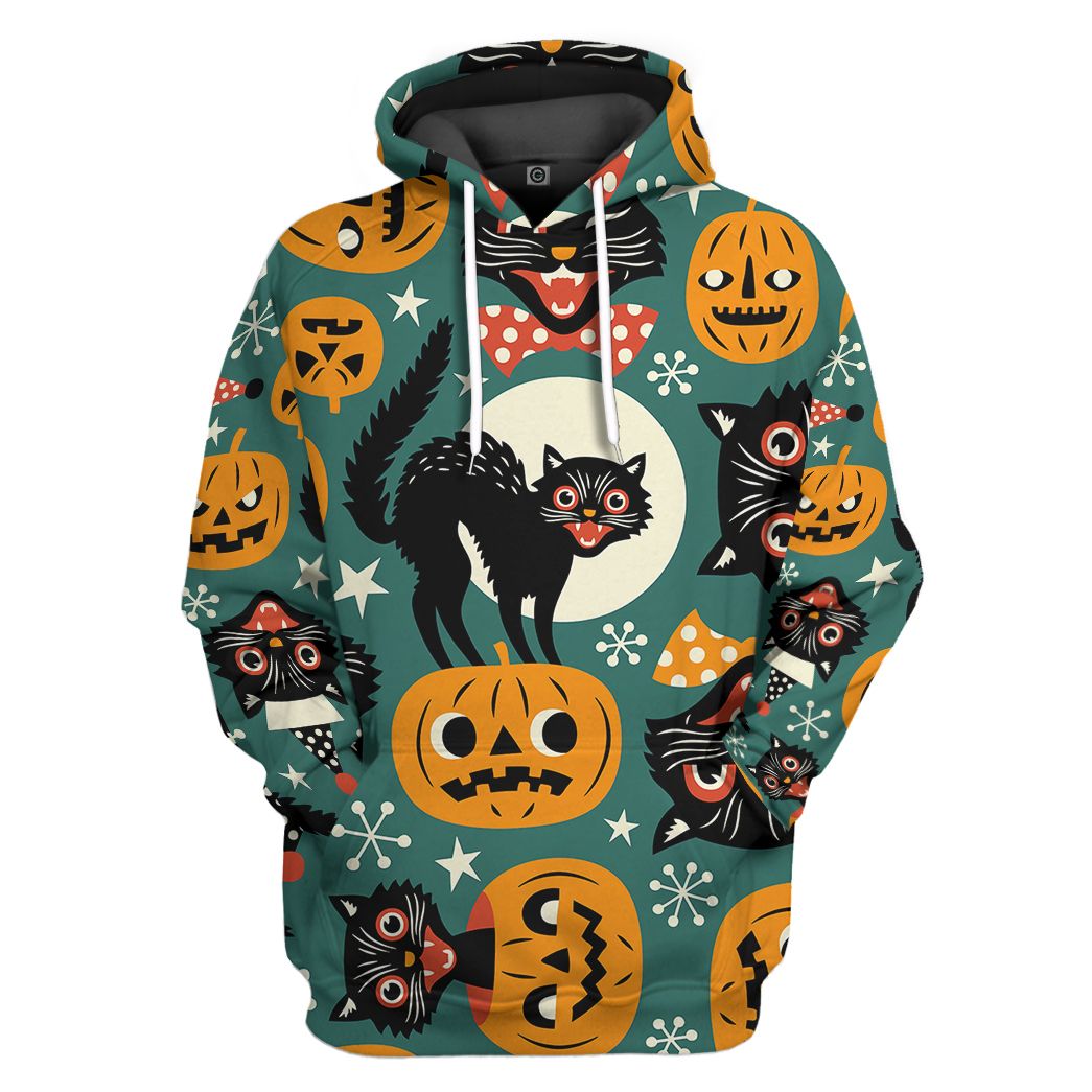 Halloween Black Cats All Over Print T-Shirt Hoodie Apparel