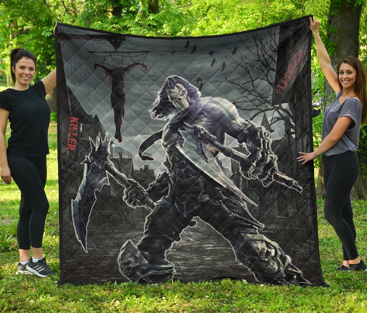 Horror Movie Thanatos With Skull Face Scary Night Premium Quilt Blanket
