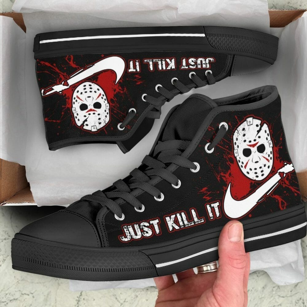 Jason Voorhees Sneakers High Top Custom Just Kill It Friday 13th Shoes