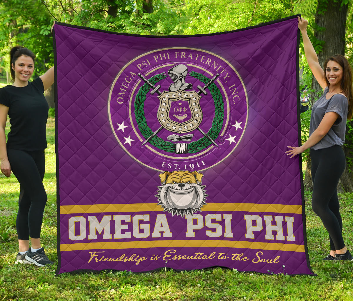 Omega Psi Phi Premium Quilt Blanket Fraternity Home Decor Custom For Fans