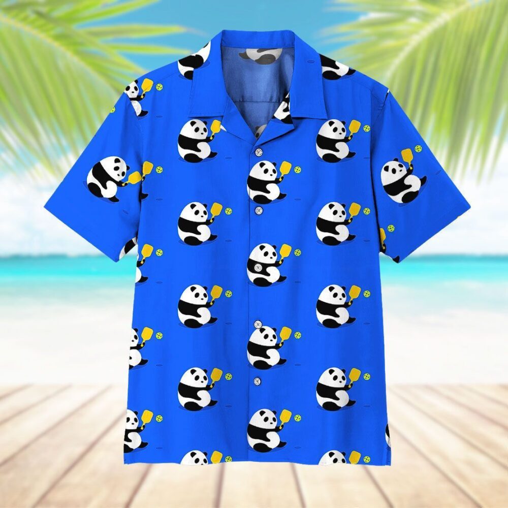 Panda Pickleball Button Up Hawaii Shirt