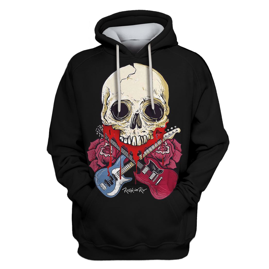 Rock And Roll Skull Guitar Custom T-Shirt Hoodie Apparel