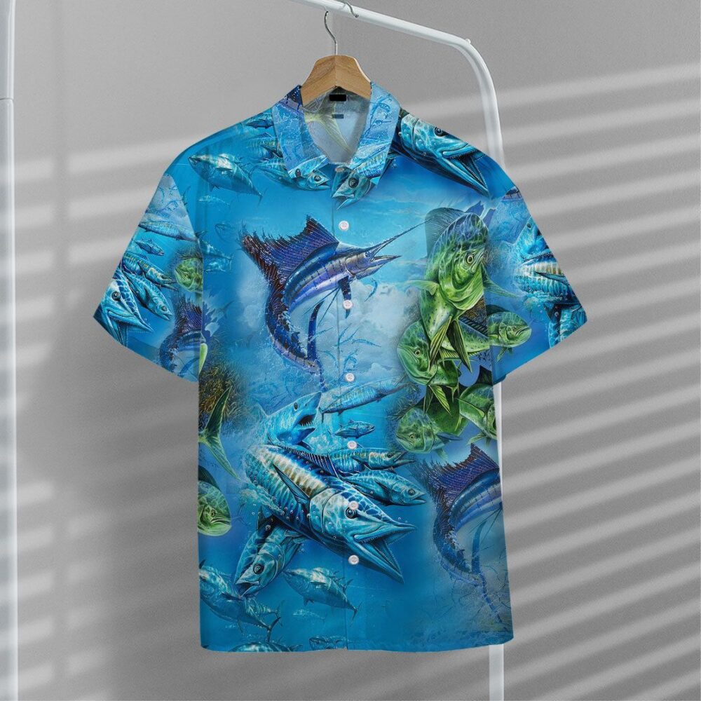 Sea Fishing Button Up Hawaiian Shirt