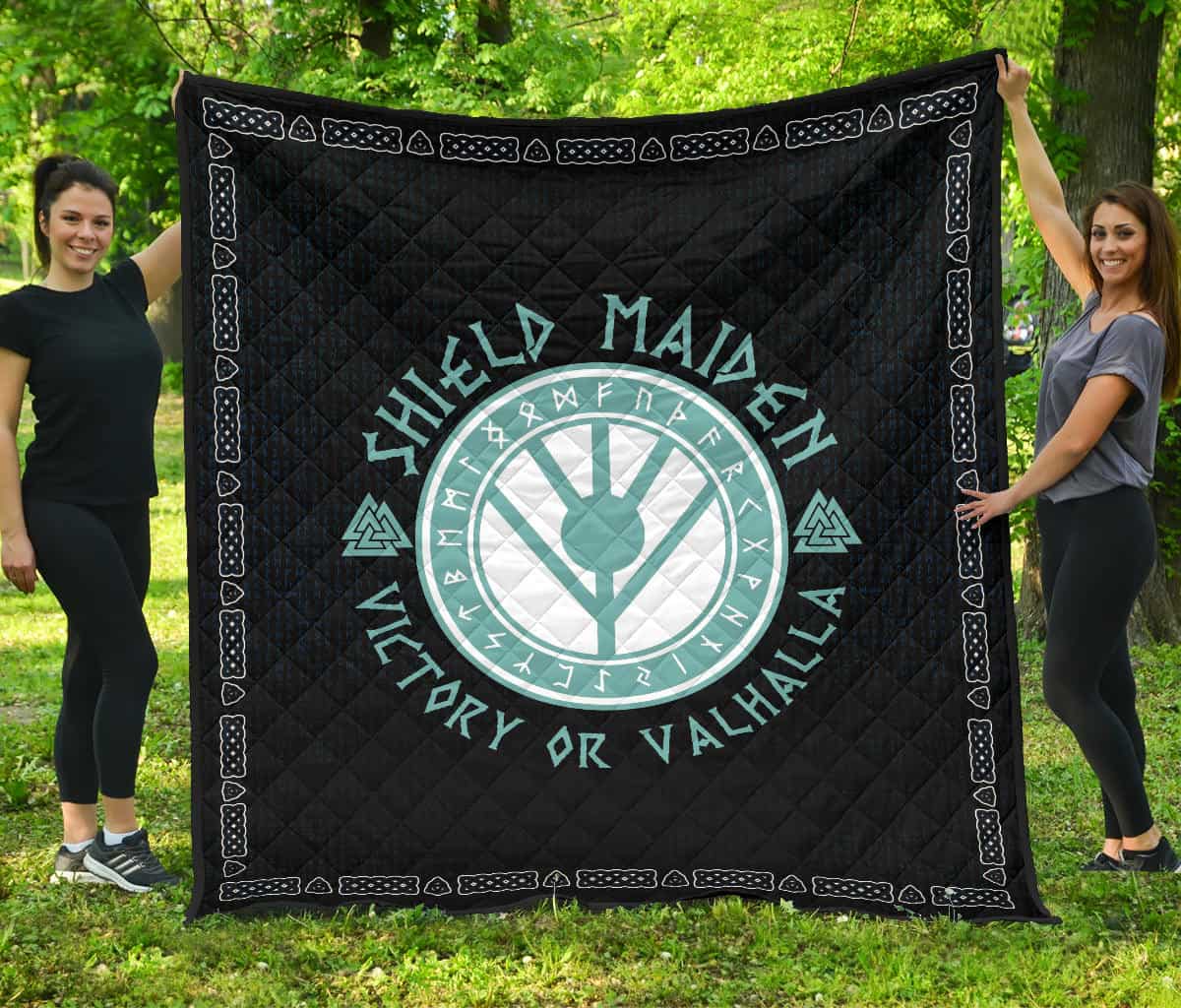 Shield-maiden Premium Quilt Blanket Viking Female Warrior Home Decor Custom For Fans