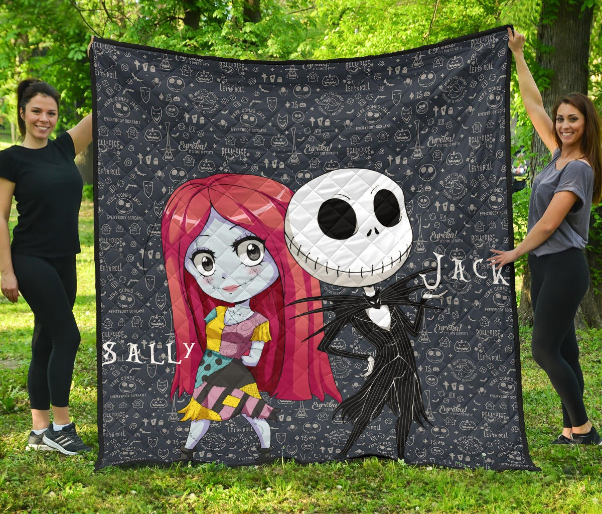 The Nightmare Before Christmas Cartoon Premium Quilt – Cartoon Cute Sally And Jack Skellington Quilt Blanket