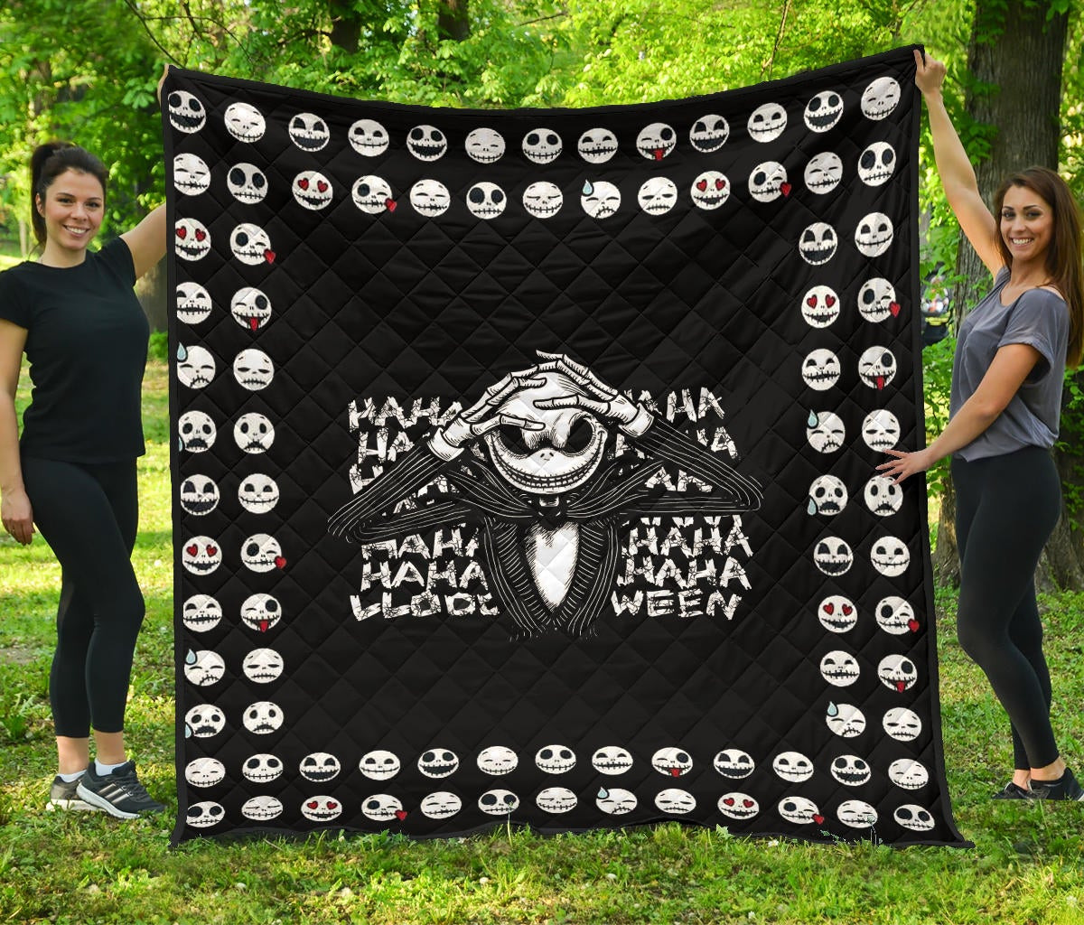 The Nightmare Before Christmas Cartoon Premium Quilt – Scary Smiling Jack Little Emotions Face Patterns Quilt Blanket
