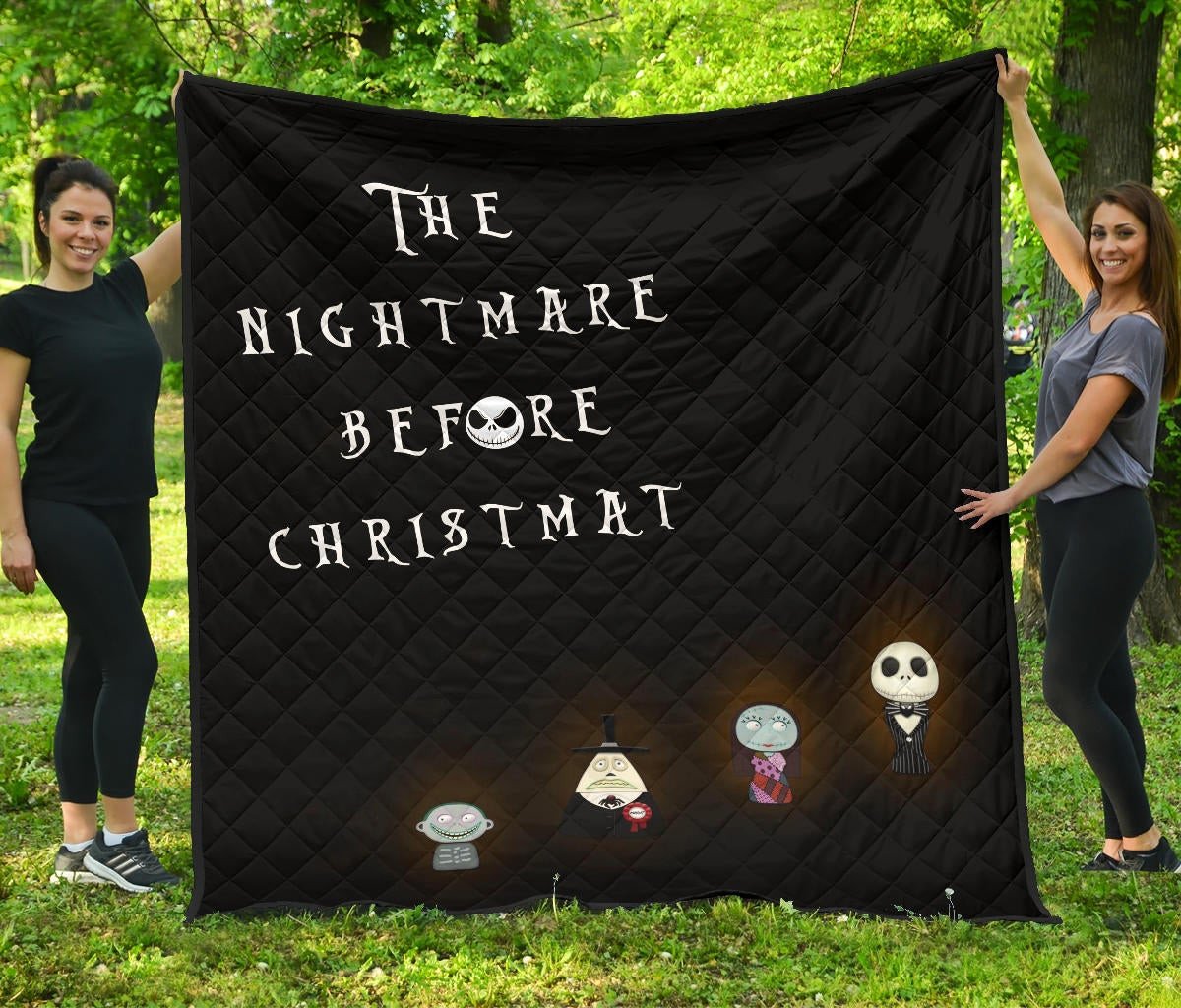 The Nightmare Before Christmas Cartoon Premium Quilt | Jack Lock Shock And Barrel Minimal Body Quilt Blanket