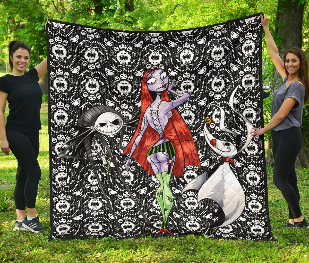 The Nightmare Before Christmas Cartoon Premium Quilt | Sewing Sally With Jack Skellington Thread Quilt Blanket
