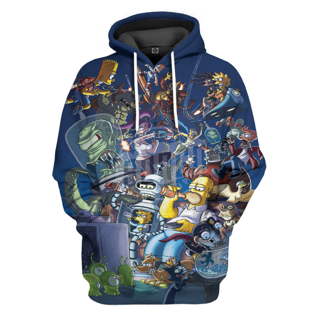 The Simpsons Futurama Infinitely Secret Crossover Crisis All Over Print T-Shirt Hoodie Fan Gifts Idea