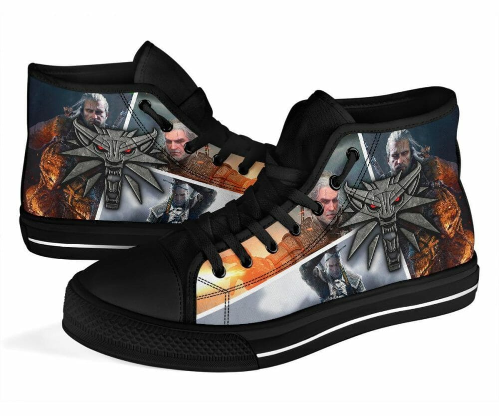 The Witcher Sneakers Wolf Charm High Top Shoes Fan Gift