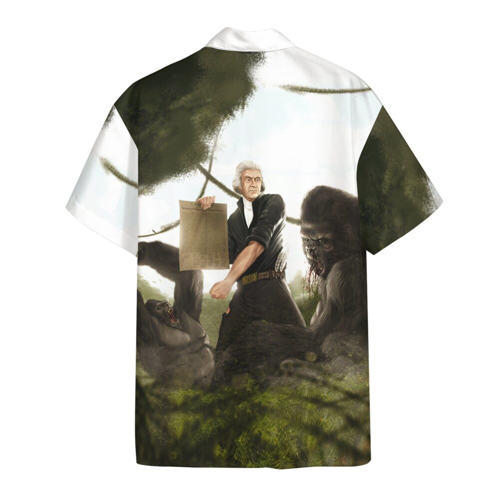 Thomas Jefferson Battling A Gorilla Custom Short Sleeve Shirt