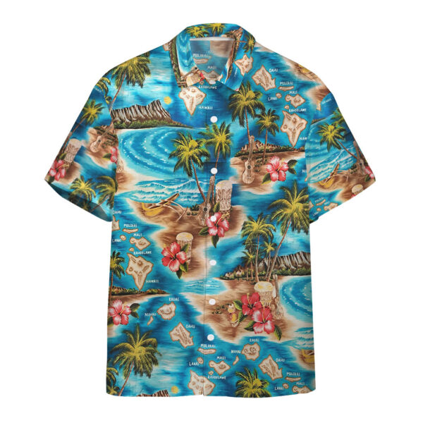 Tropical Island Escape Hawaiian Camp Custom Short Sleeve Shirt