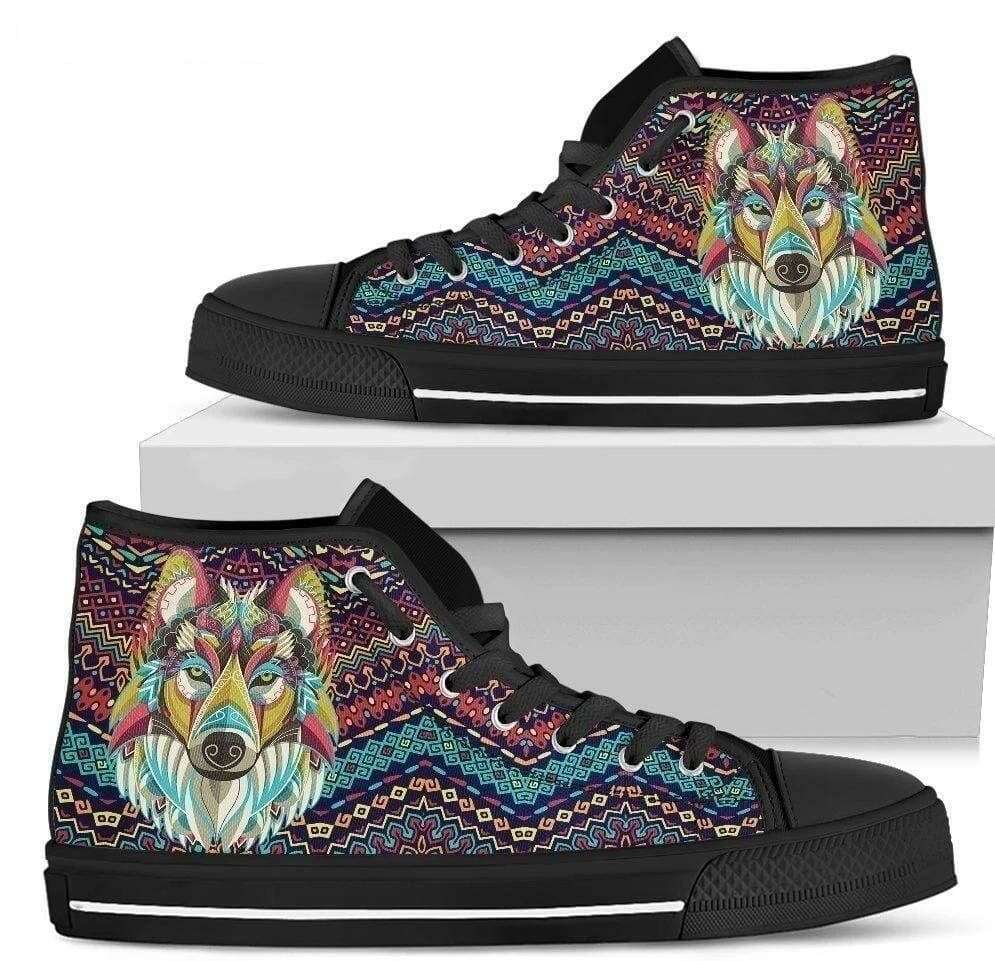 Wolf Native Women High Top Shoes Gift Idea