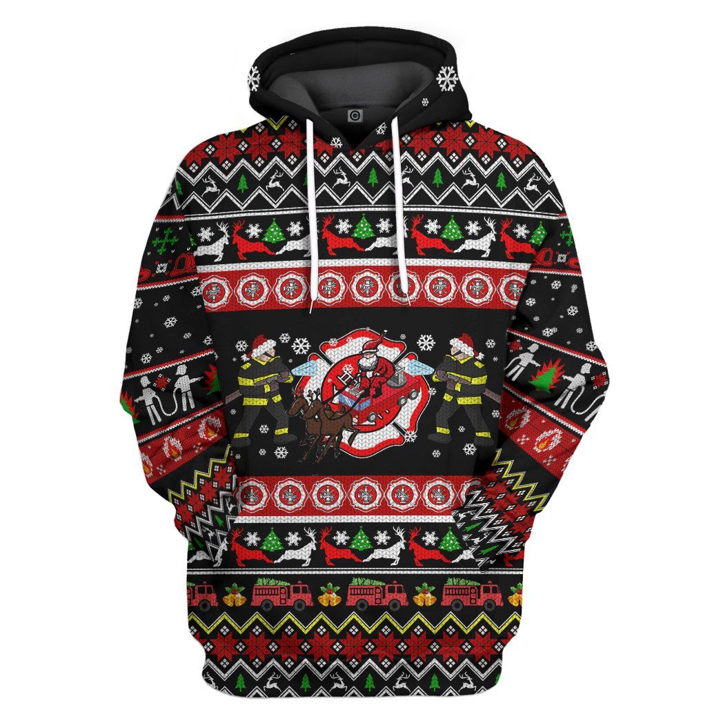 Xmas Firefighter Ugly Christmas Sweater Custom Hoodie Apparel