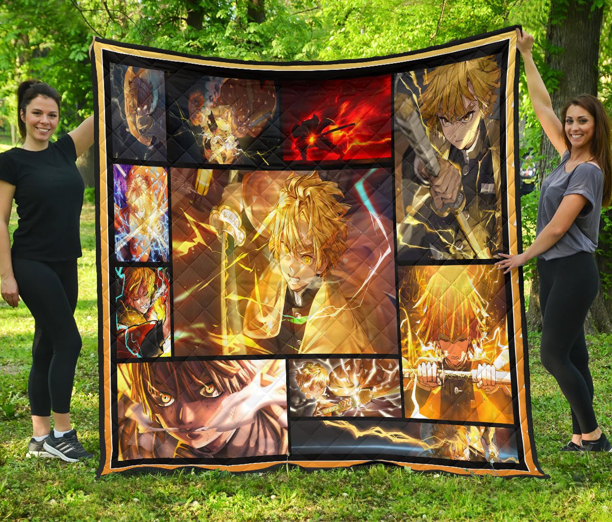 Zenitsu Agatsuma Premium Quilt Blanket Anime Home Decor Custom For Fans