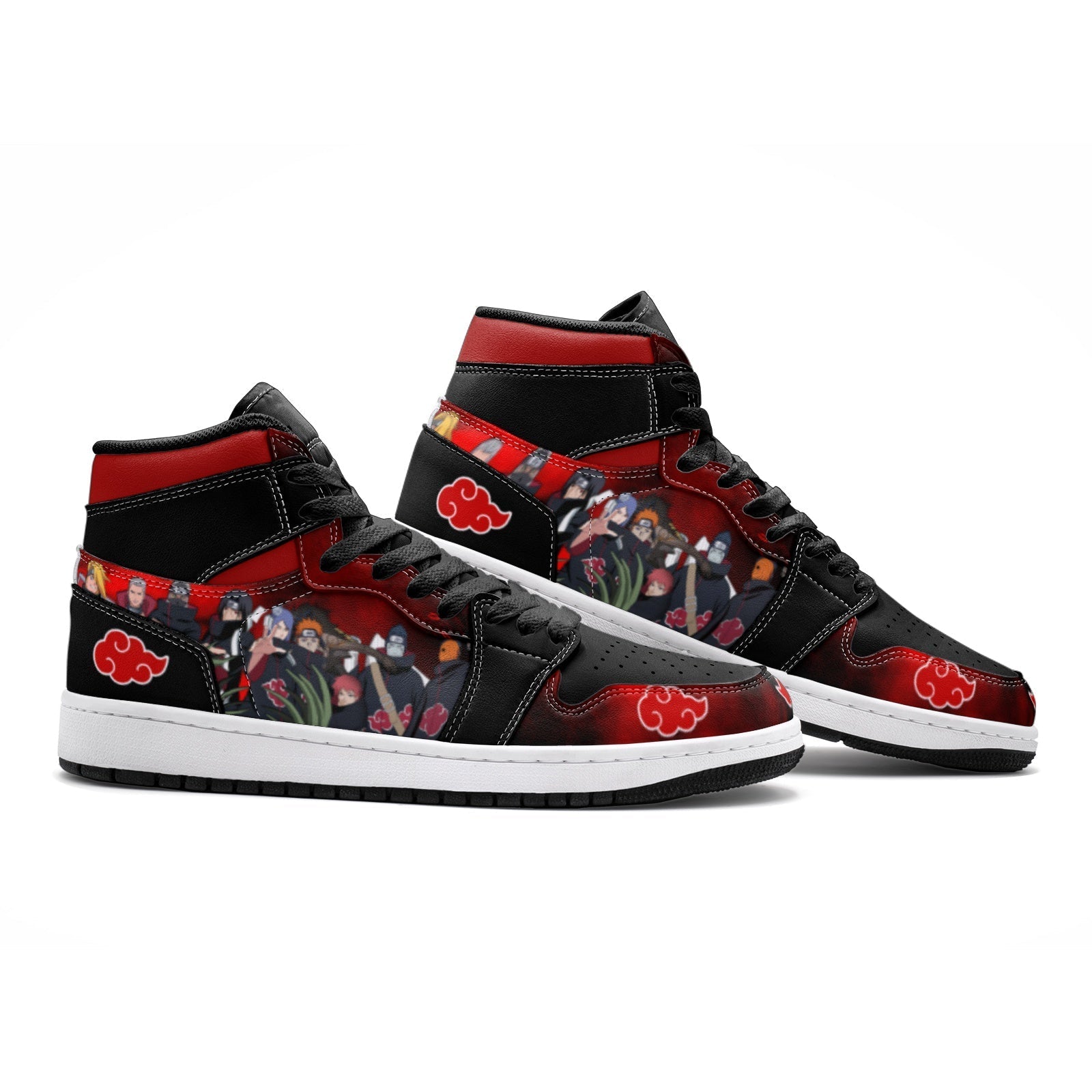 Naruto Shippuden Akatsuki Red Cloud Mid-Top Basketball Shoes